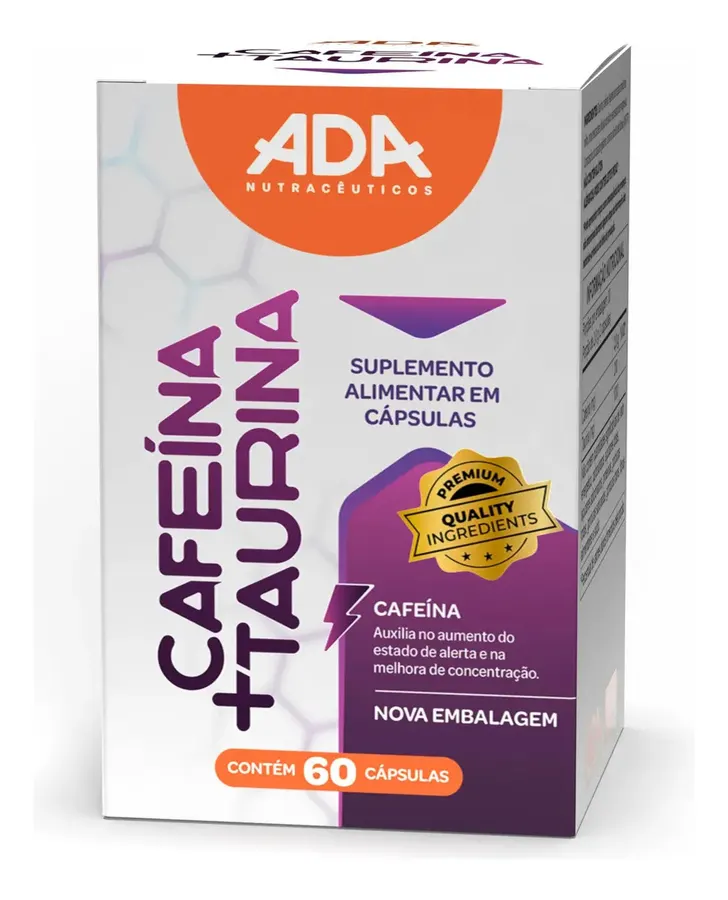 Embalagem de Cafeína Taurina Cápsulas Nutracêuticos