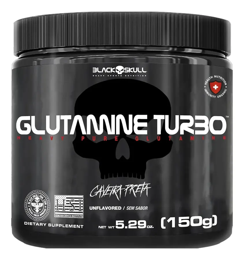 Embalagem de Glutamine Turbo Caveira Preta