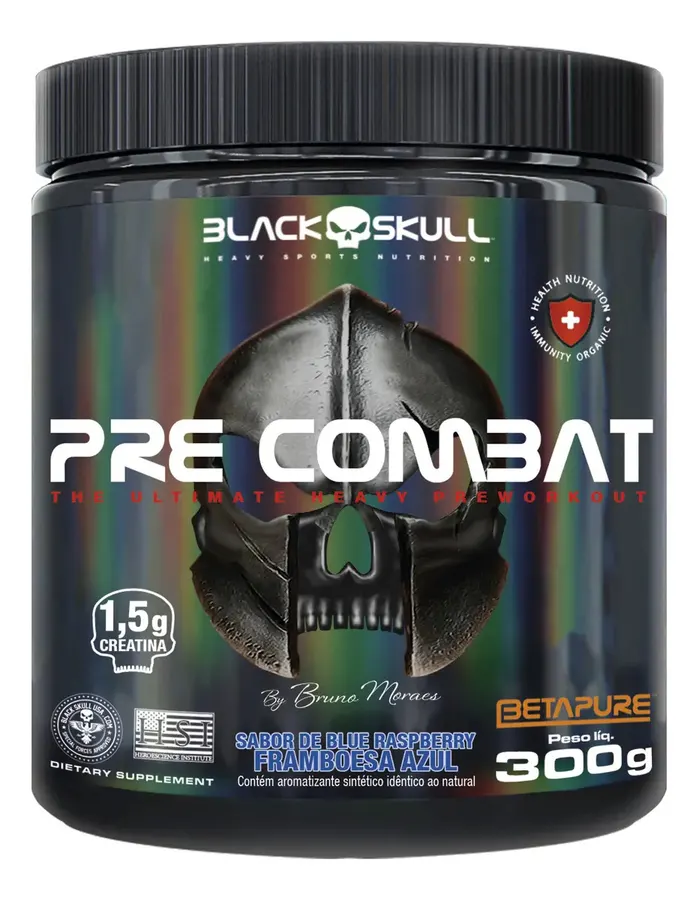 Embalagem de Pré Treino Pre Combat By Bruno Moraes Usa Blue raspberry
