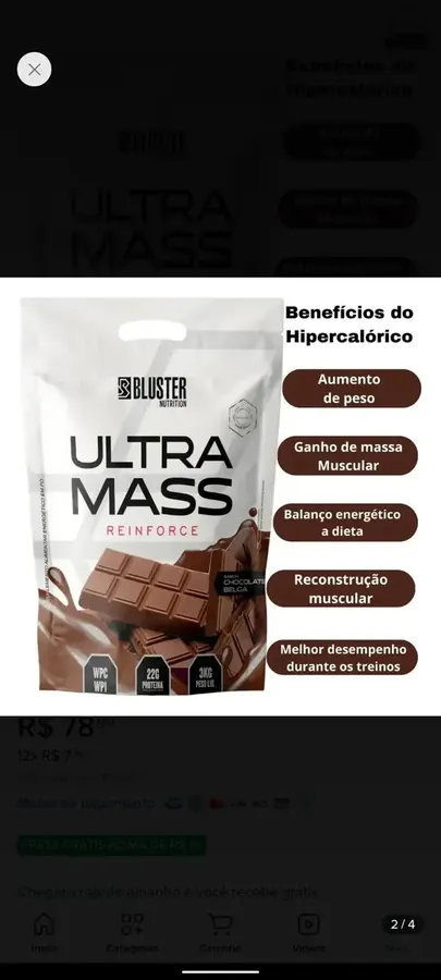 Embalagem de Ultra Mass Reinforce Hipercalorico Absolut