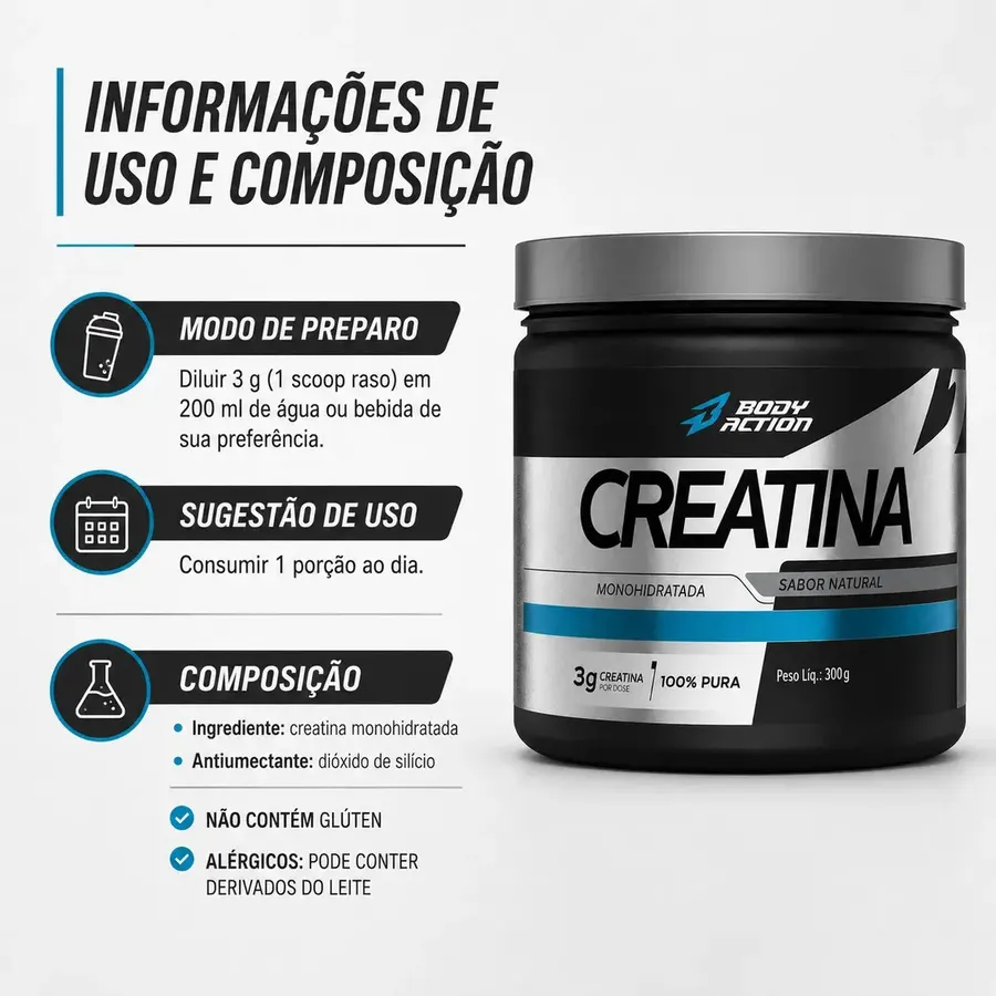 Embalagem de Creatina Monohidratada Pura