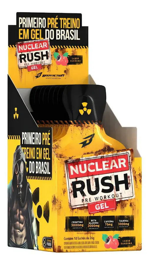 Embalagem de Pre Treino Nuclear Rush Gel