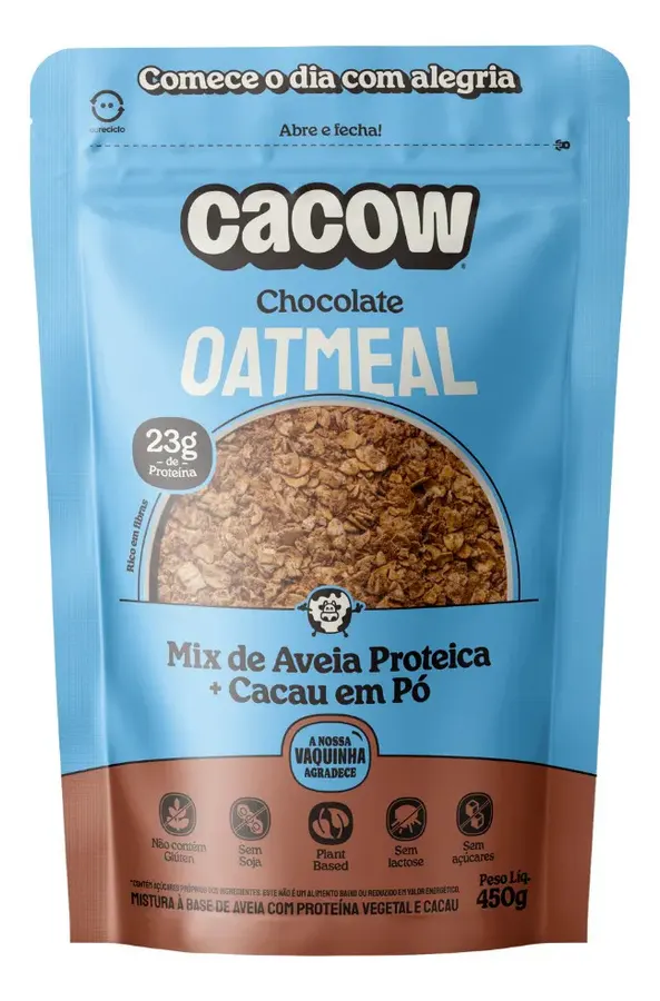 Embalagem de Proteína Vegana Oatmeal Sem Glúten