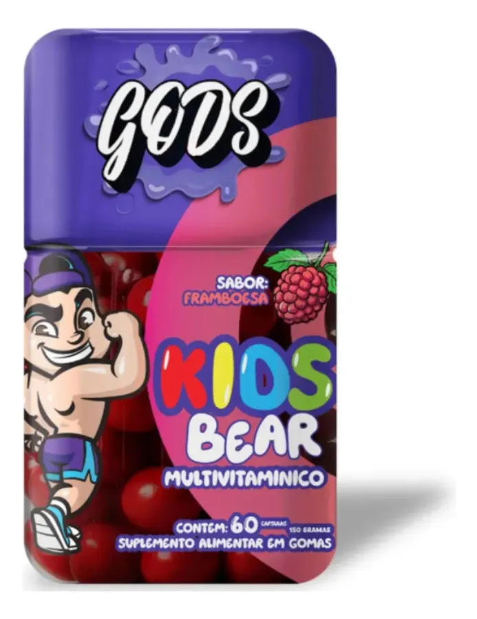 Embalagem de Multivitaminico Kids Mastigaveis Gummys Gods
