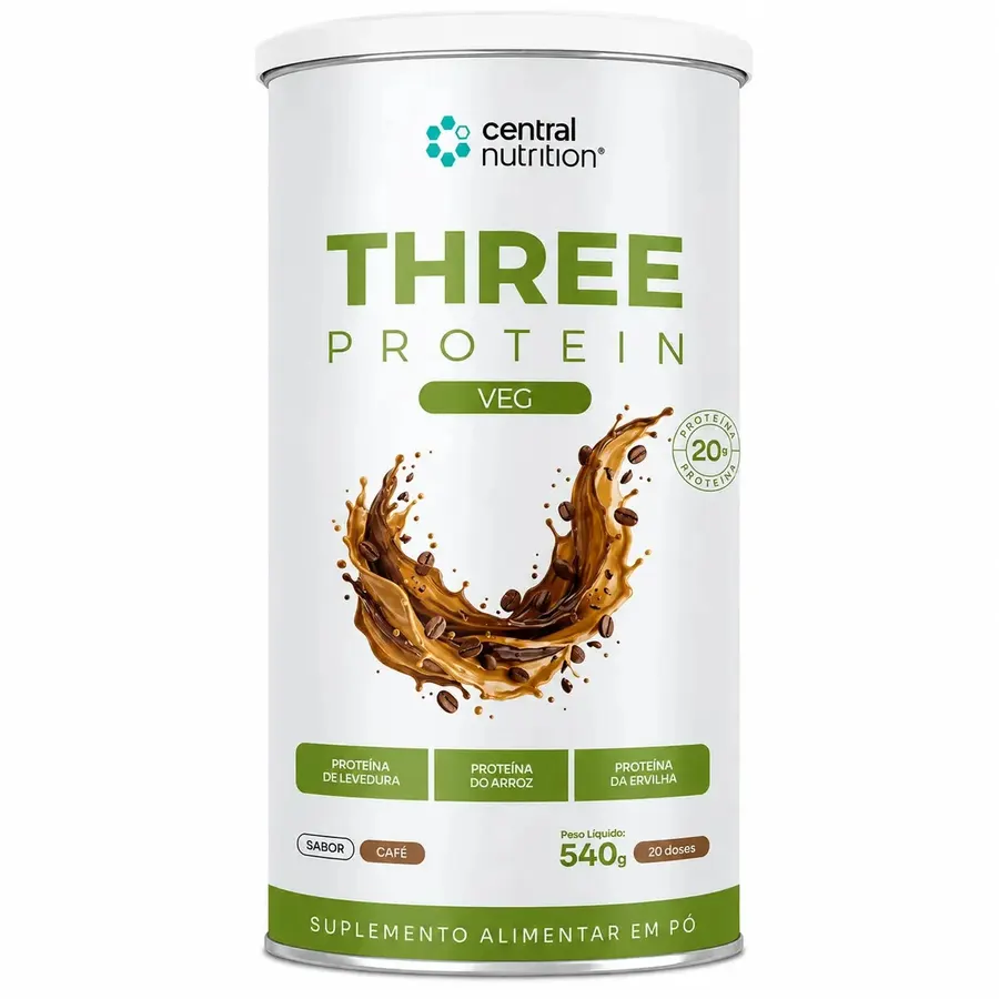 Embalagem de Three Protein Whey Protein Vegano
