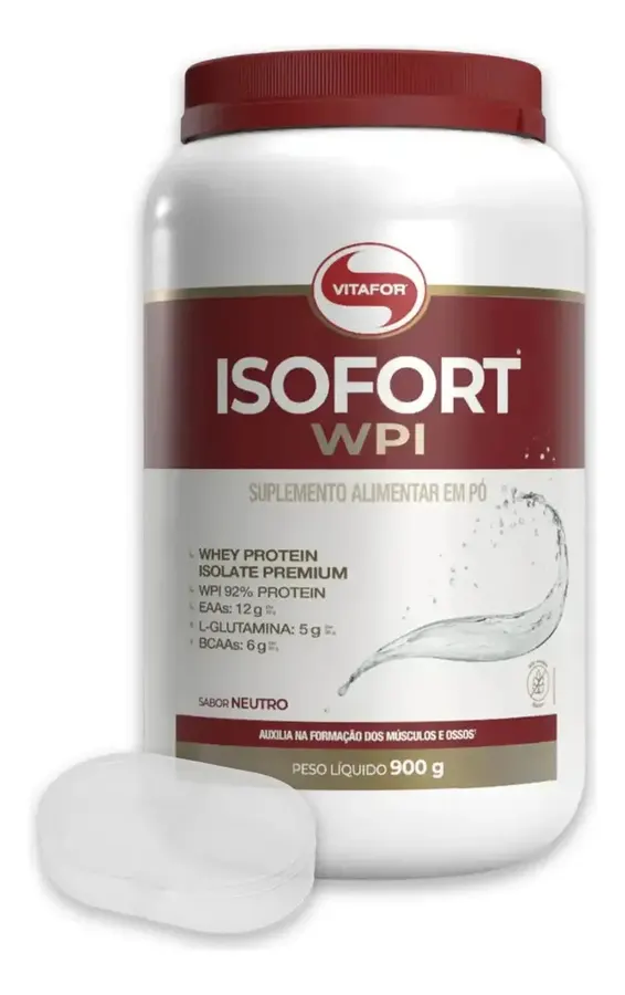 Embalagem de Whey Protein Isolado Vitafor Isofort,