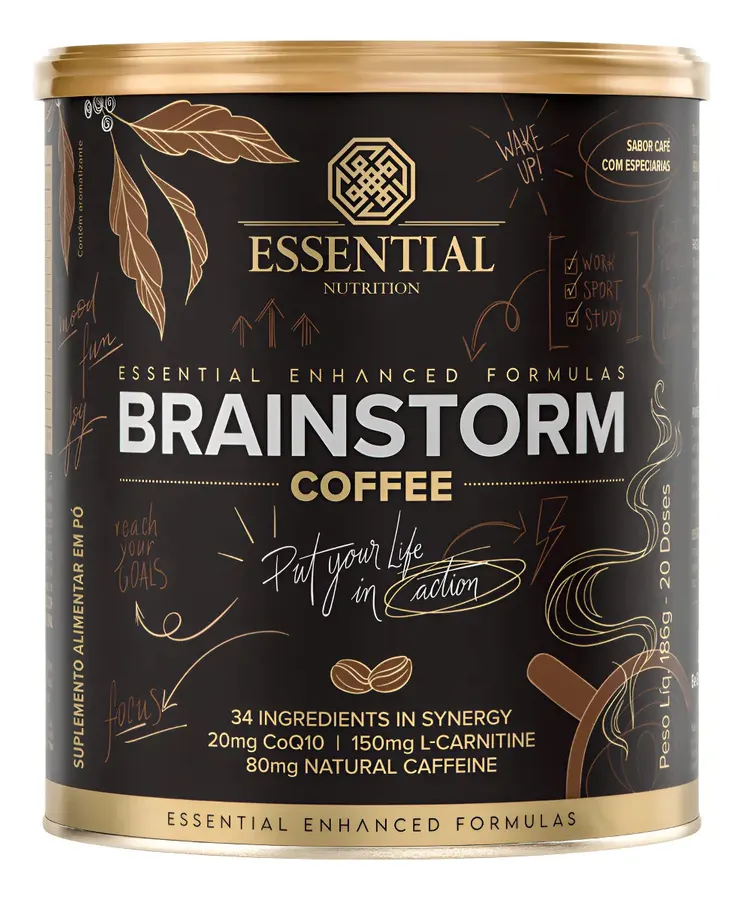 Embalagem de Brainstorm Coffee Magnésio Taurina Tcm Doses