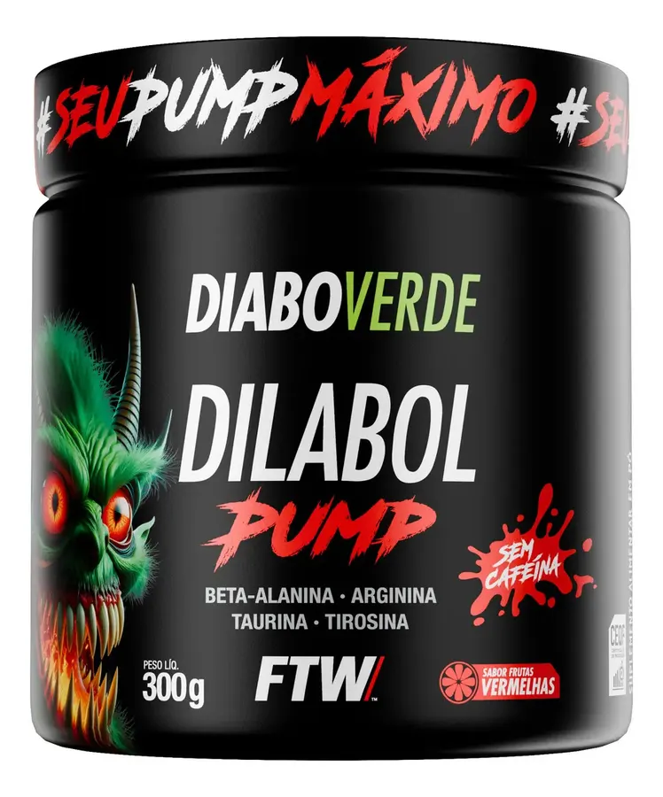 Embalagem de Pré Treino Pre Workout Dilabol Pump Diabo Verde