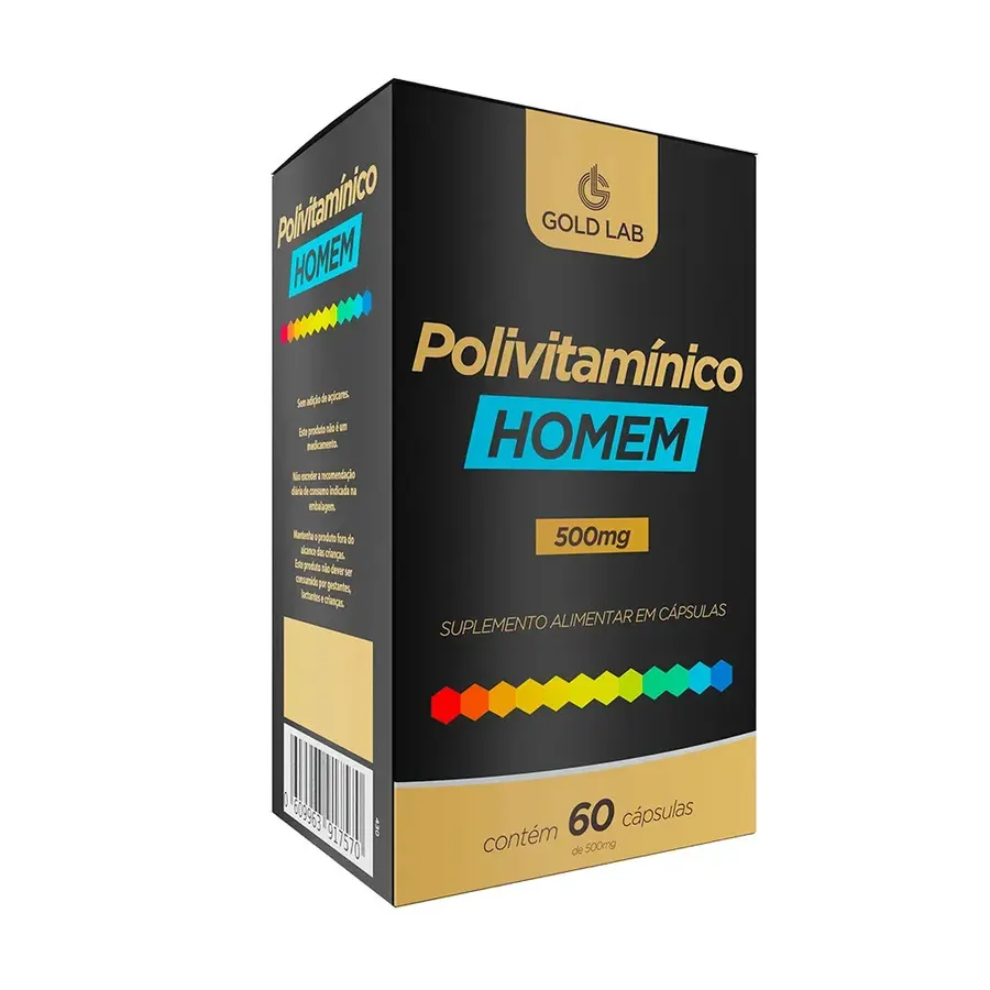 Embalagem de Polivitamínico Homem Vitaminas e Minerais Cápsulas