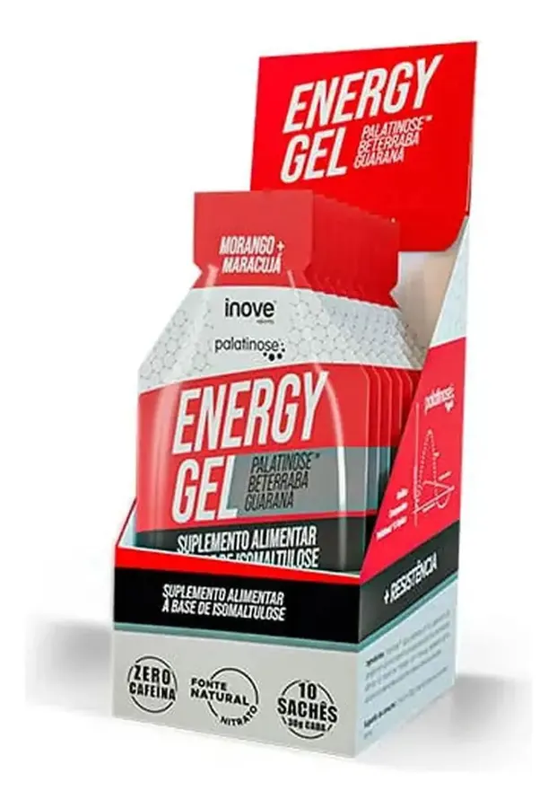 Embalagem de Pré Pós Treino Exercício Palatinose Energia Energético Gel Sachês