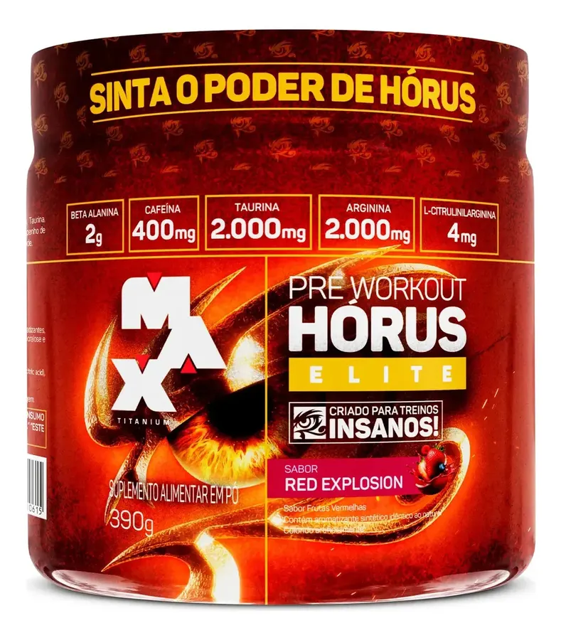 Embalagem de Hórus Elite Pré Treino Pre Workout