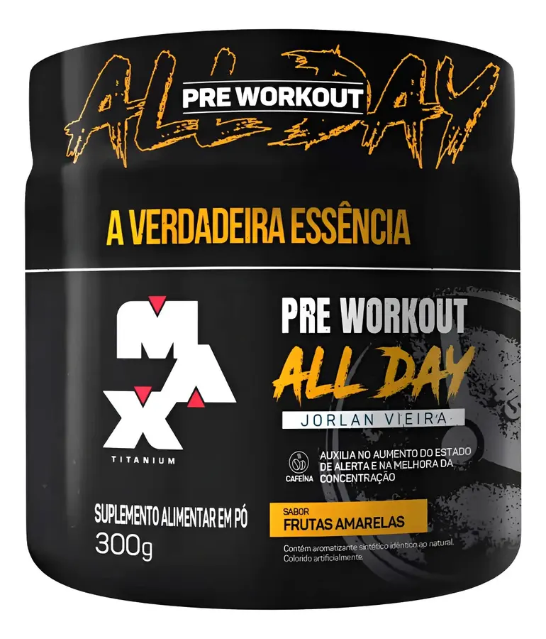 Embalagem de Pré Treino All Day Jorlan Vieira