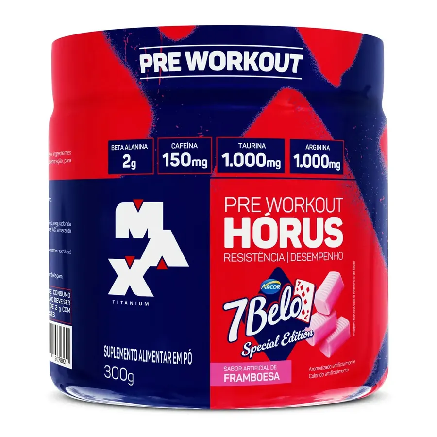 Embalagem de Pré Treino Hórus Cafeína Energia Foco Performance
