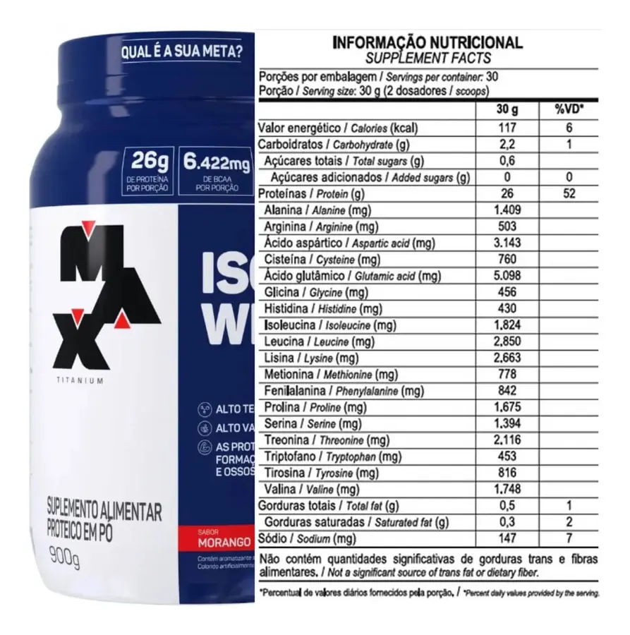 Embalagem de Whey Protein Isolado Iso Whey