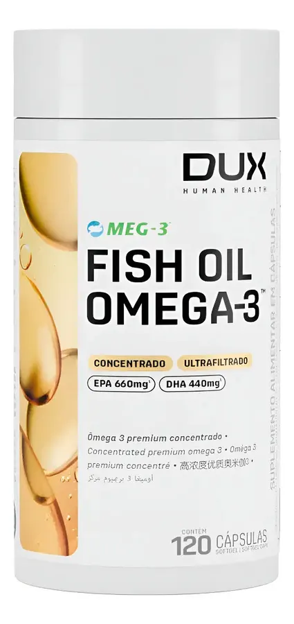 Embalagem de Complexo Ômega Fish Oil Dux Human Health Cápsulas