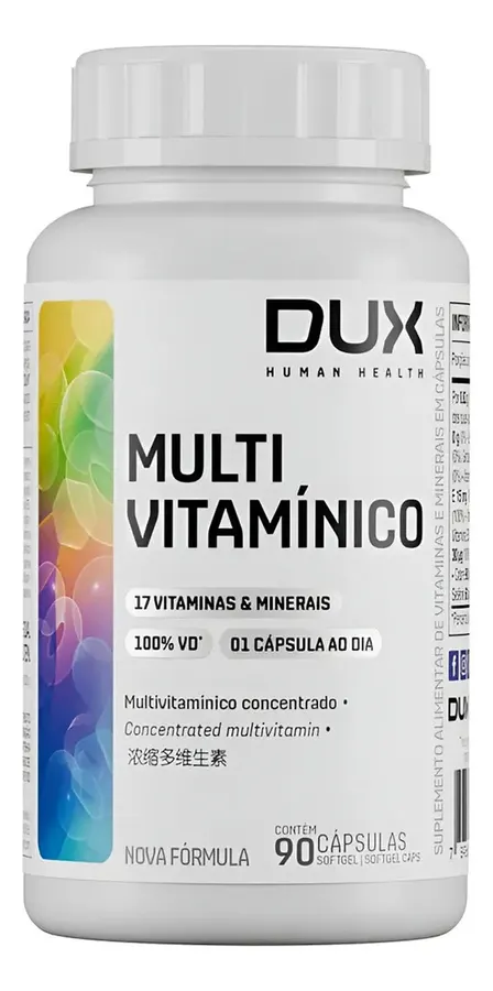 Embalagem de Multivitamínico Dux Cápsulas Vitaminas Minerais Saúde