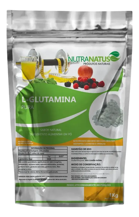 Embalagem de Suplemento Glutamina Pura
