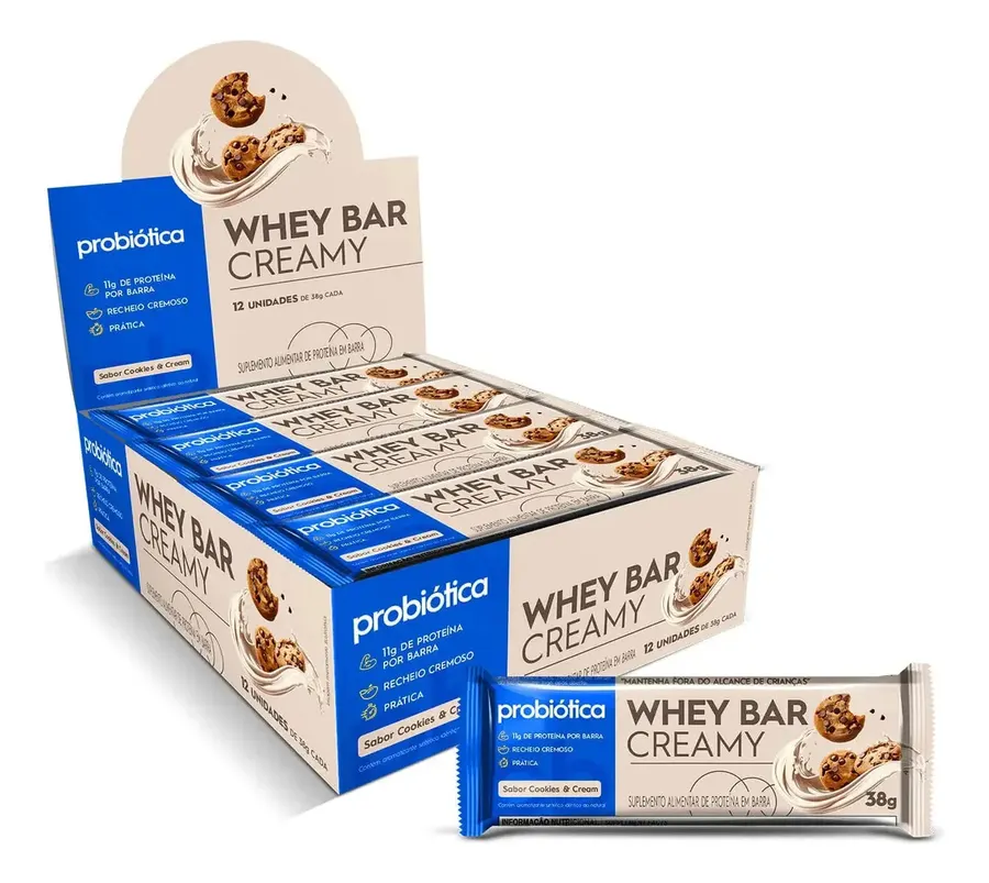 Embalagem de Barra Proteína Whey Bar Creamy Alto Proteico