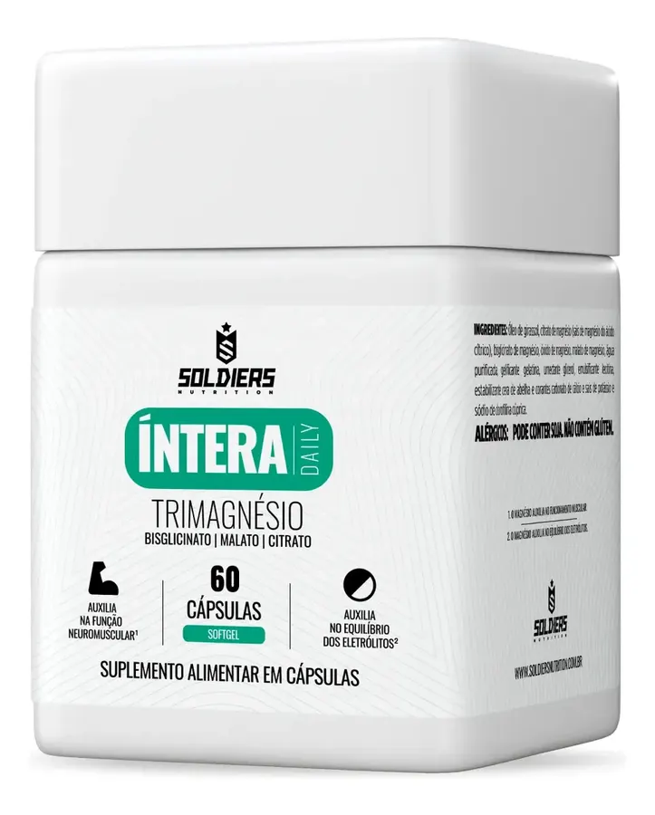 Embalagem de Trimagnésio caps Softgel Bisglicinato Relaxamento Sono Íntera Focus Magnésio