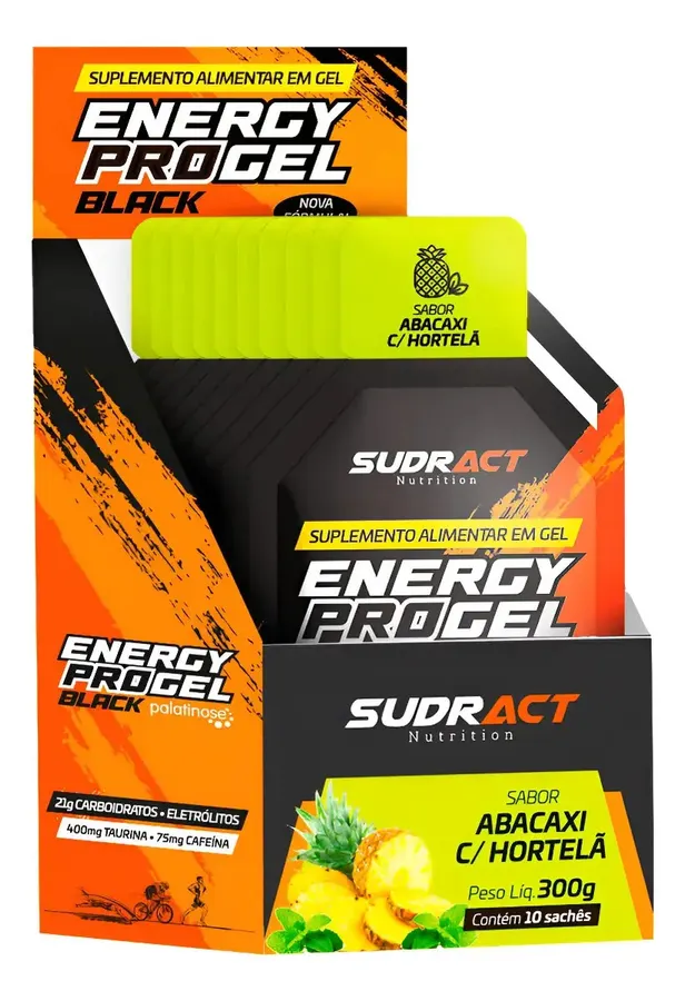 Embalagem de Energy Pro Gel Black Carboidrato/ Cafeína/ Taurina