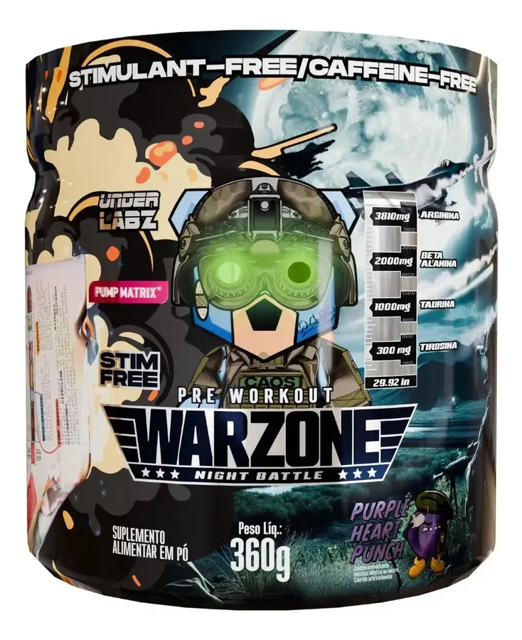 Embalagem de Pre Treino Warzone Night Purple Heart Punch