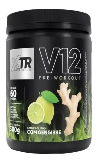 Embalagem de Pré Treino V12 Taurina Cafeína
